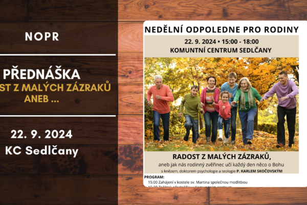 NOPR – nedělní odpoledne pro rodiny – 22.9.2024